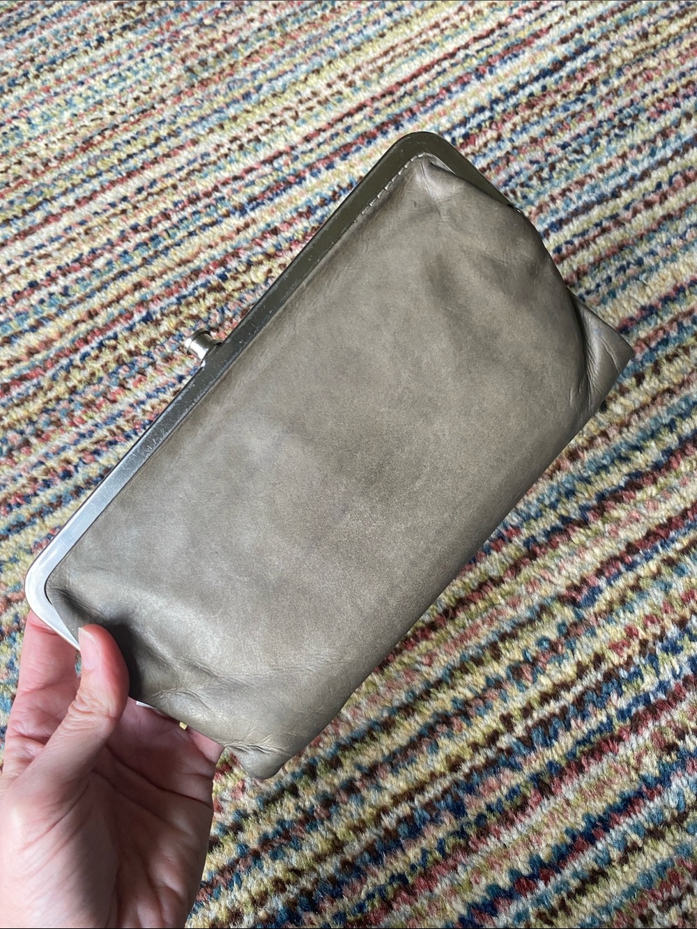 HOBO Leather Lauren Wallet in gray